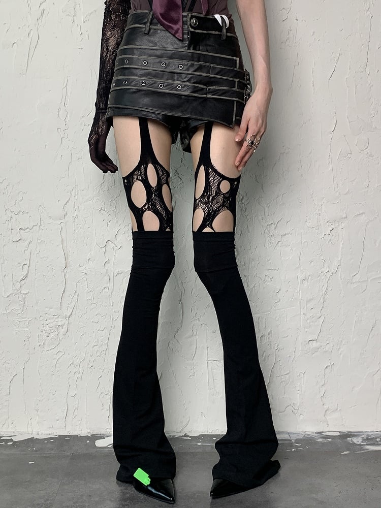 Y2K Tights Black Design Cut-out