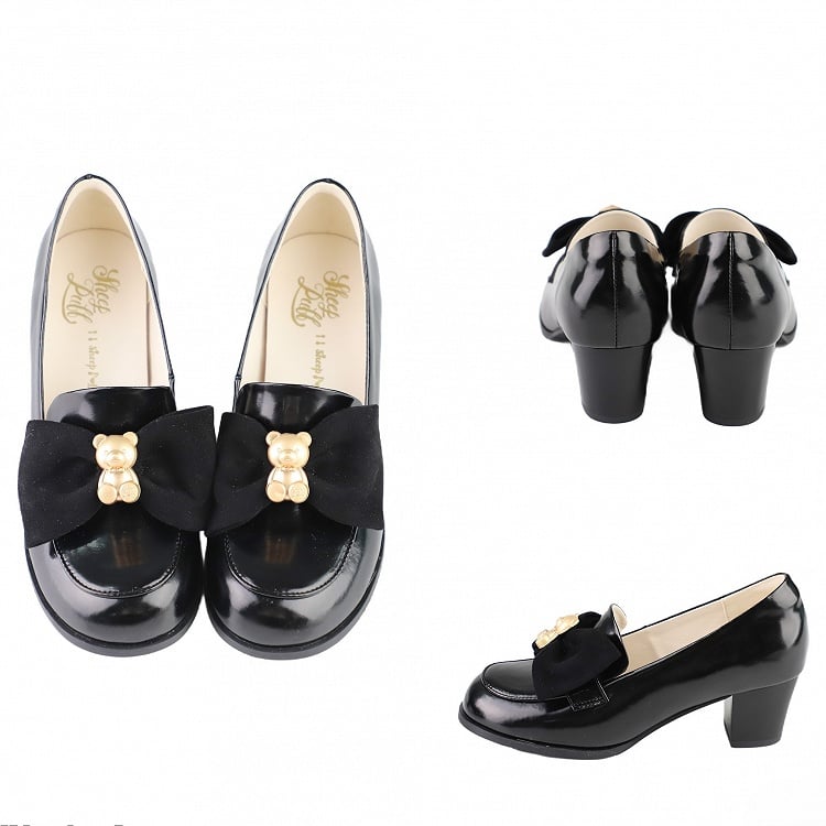 Verziert mit Black Bear Top Bow Loafers