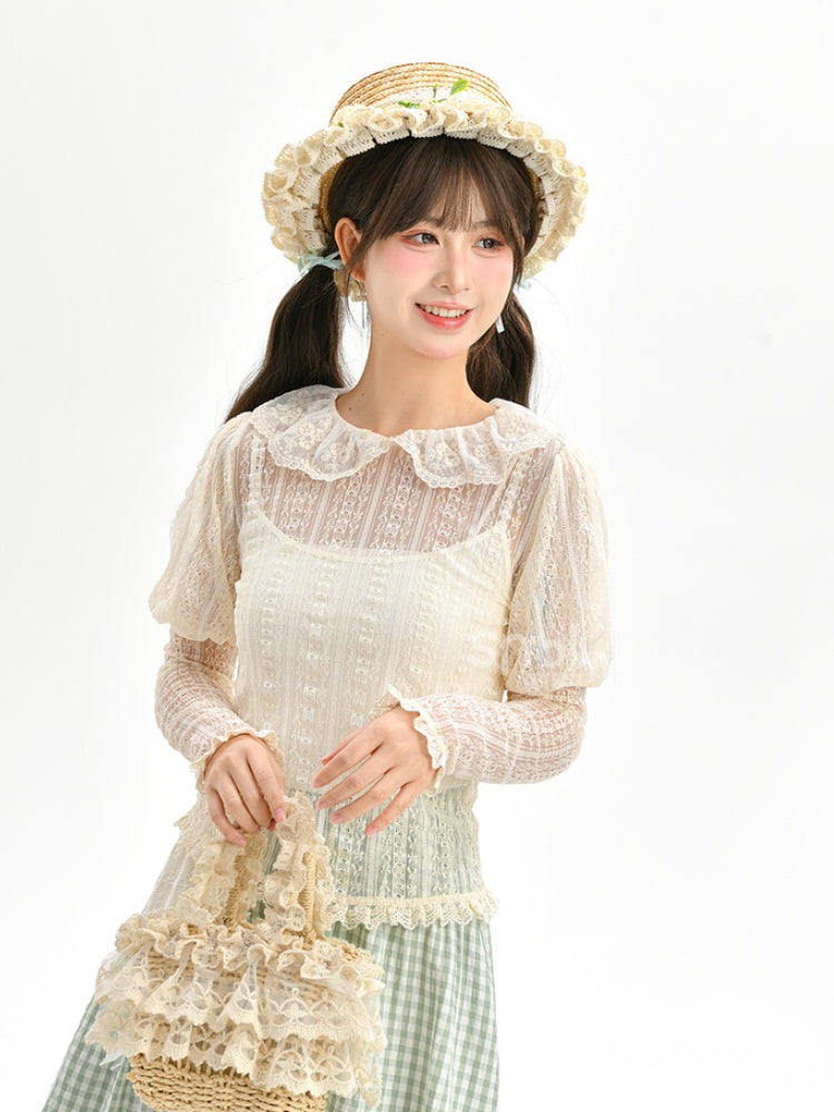 Beiges Oberteil mit Rüschenbesatz