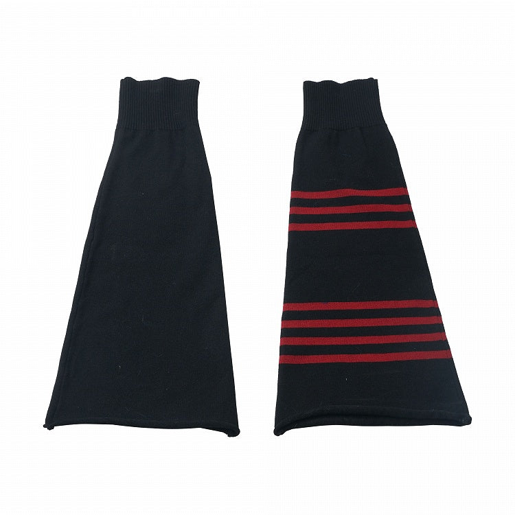 Jambières tricotées noires à rayures rouges