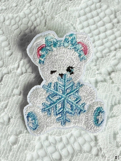 Snowflake Bear Embroidery Brooch