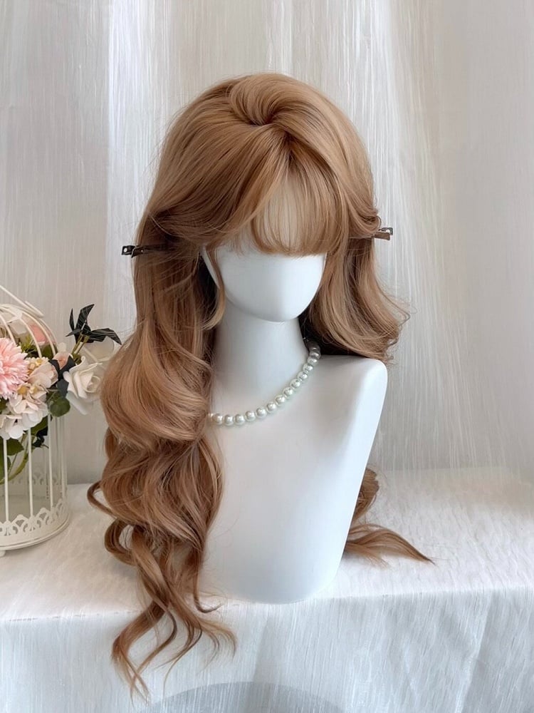 Champagne 65cm Air Bangs Long Wavy Wig - Sleepy Fish