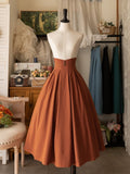 Classic Lolita Corset-Waist Skirt with Lace-Up Back in Orange