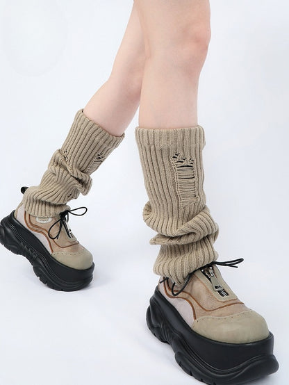 Punk Shoes Strap - with Sole Platform Zip Closure Black Upper Khaki Wasteland Self-tie