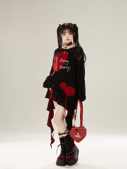 Mesh Cascading Red with Black Festival Overlay Skirt Music Outfits Plaid Ruffles