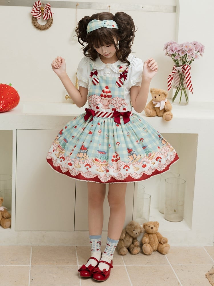 ホワイトパフスリーブスイートロリータブラウスハートボタン