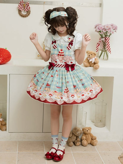 ホワイトパフスリーブスイートロリータブラウスハートボタン