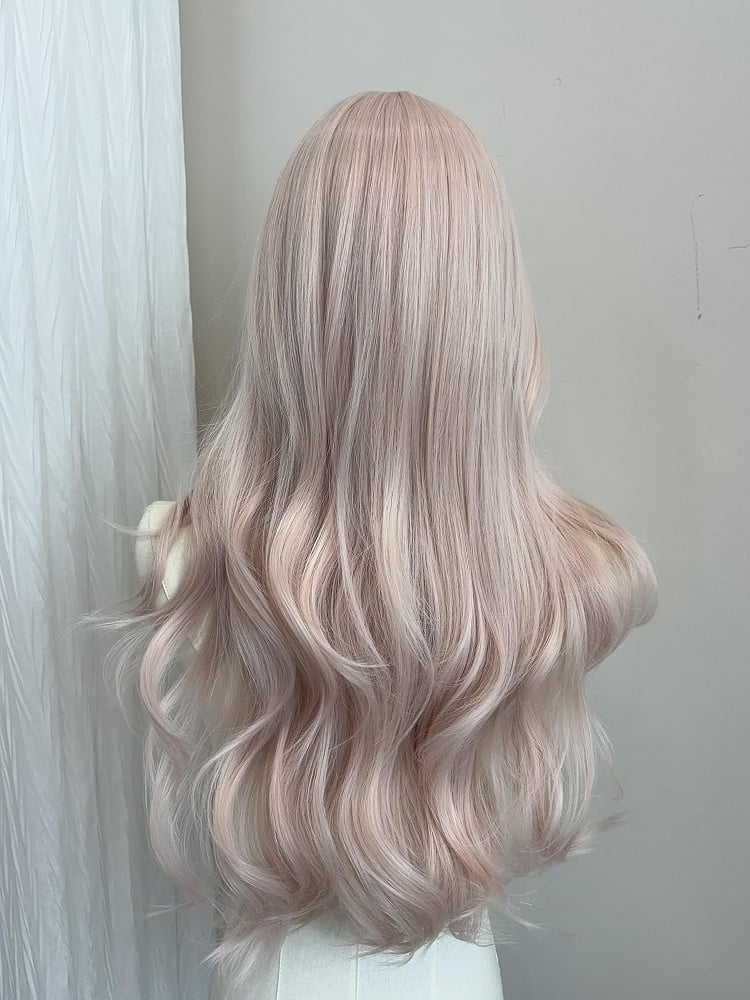 Wavy Pink Dusty with Bangs Full 65CM Wig