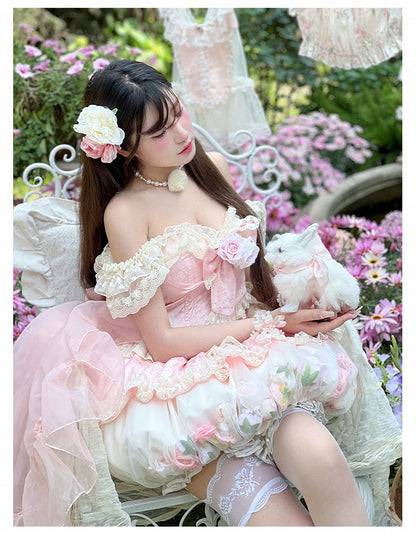 Kei Pink Fairy Bubble Korsettkleid mit floralen Verzierungen