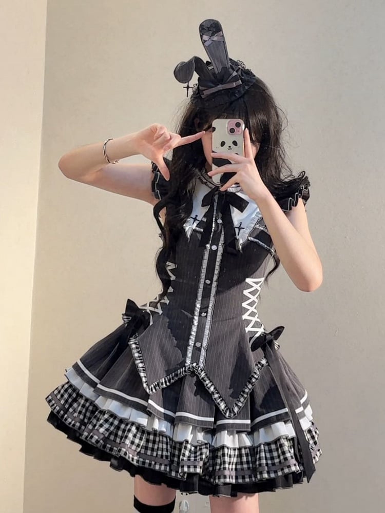Gothic Bunny Lolita Dark Hat Ears Gray Mini