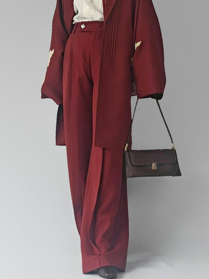 Chinese Contemporary Waist - Red Pants Partial for Style Easy Unisex Stretch Wear Straight-leg