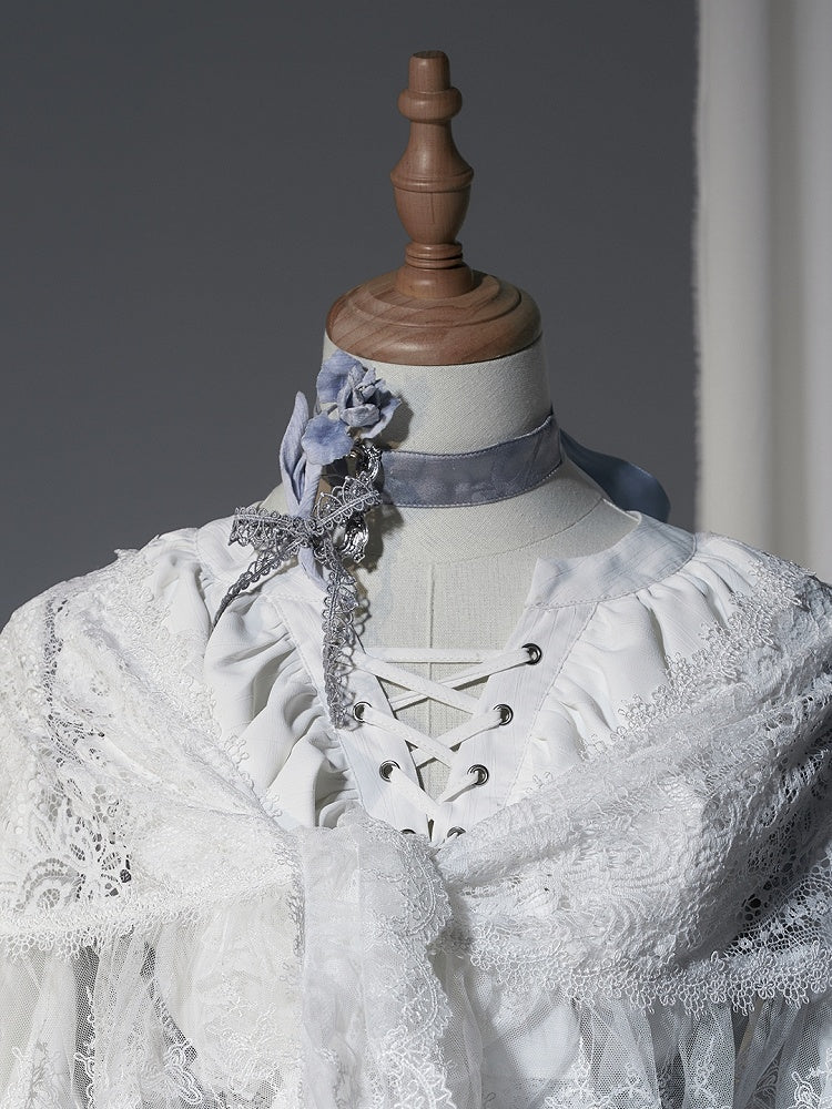 Verzierte Irisspitze Schwarz/Grau/Braun Lolita Brosche