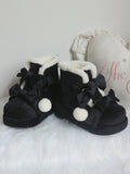 Schwarze Stiefel mit Schleifen - Lolita Pompon Süß mit Stil Plateau Winter Warm