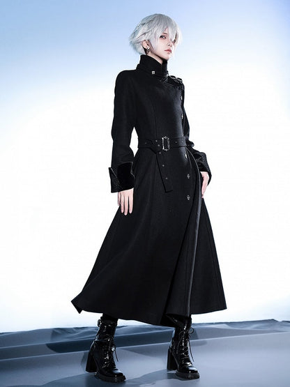 High Neck Coat Ouji Woolen Lolita Collar Stand Black