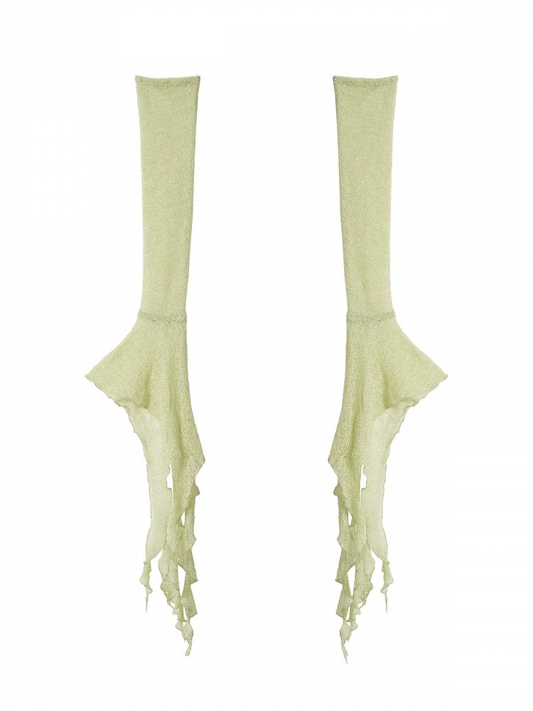 Green Fairycore Style Mori Sheer Arm Sleeves - Virtual Orbit