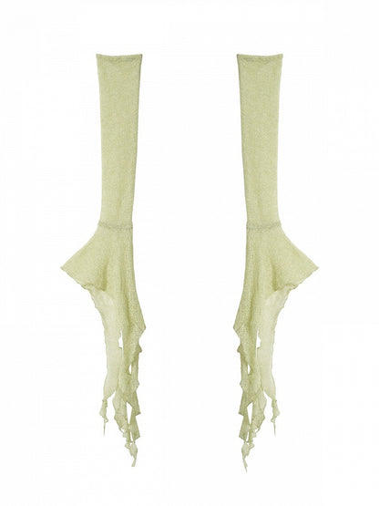 Green Fairycore Style Mori Sheer Arm Sleeves - Virtual Orbit