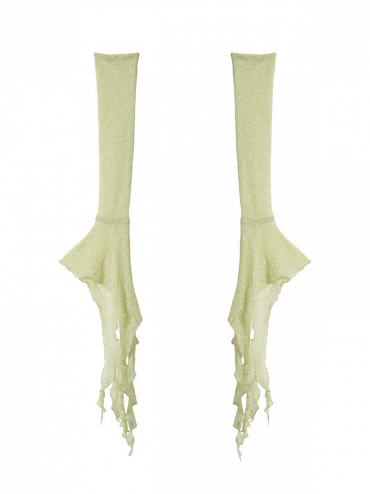 Green Fairycore Style Mori Sheer Arm Sleeves - Virtual Orbit
