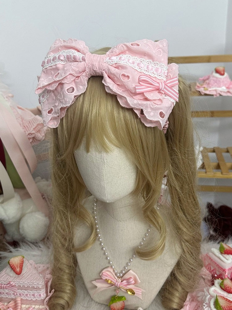 Pink KC Heart-shaped Lolita Sweet Large Design Bow with Hollow