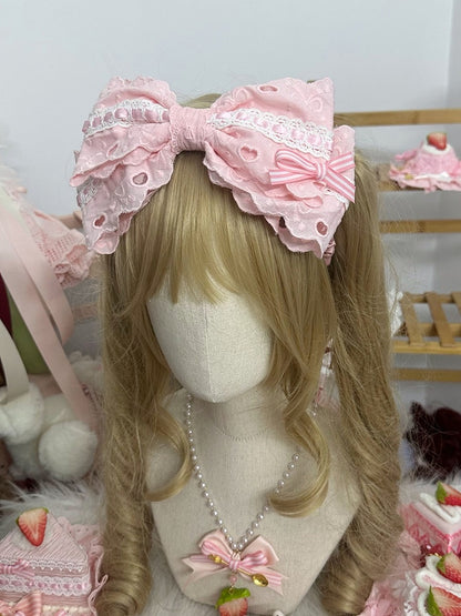 Pink KC Heart-shaped Lolita Sweet Large Design Bow with Hollow