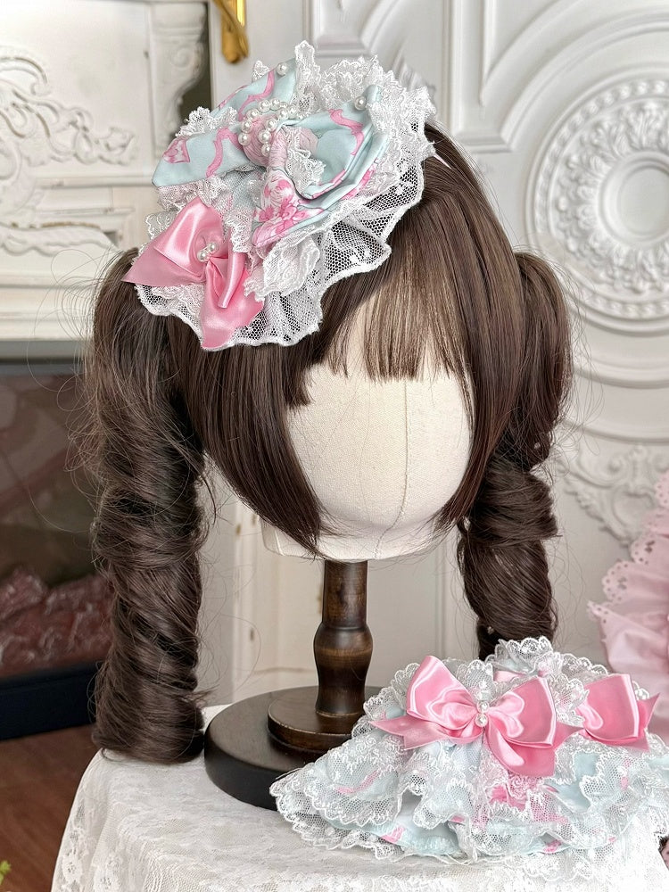 Mint Green/White Rose Lace Hairclip with Beads - TaTaTa