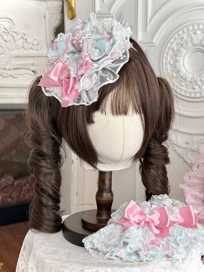 Mint Green/White Rose Lace Hairclip with Beads - TaTaTa