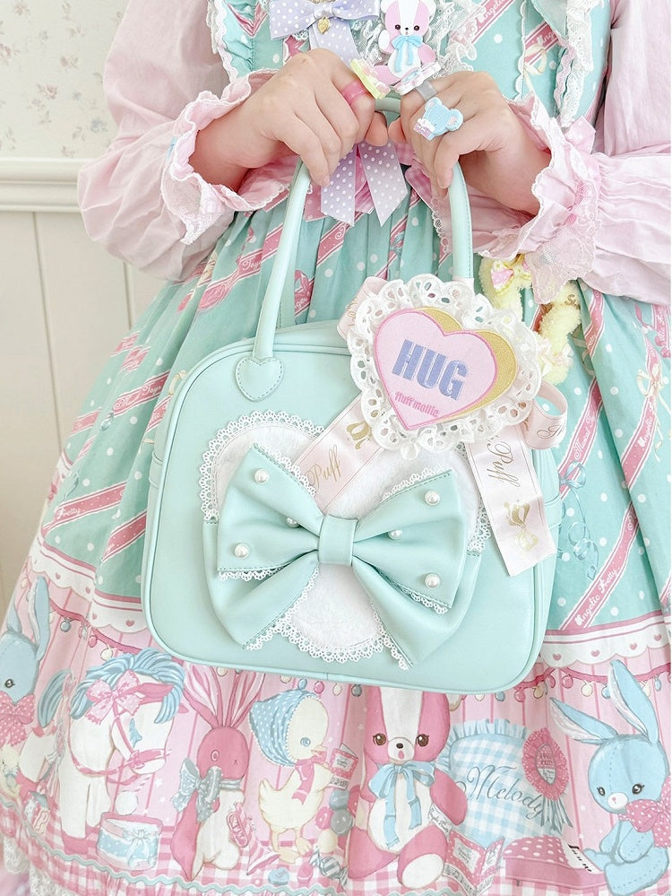 Perlen Sweet Heart Bag Lolita Grün Verziert Hand Bowknot Plüsch
