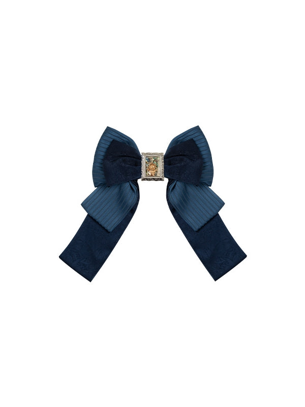 Haarspange mit Schleife, Fliege, Brosche, Blau