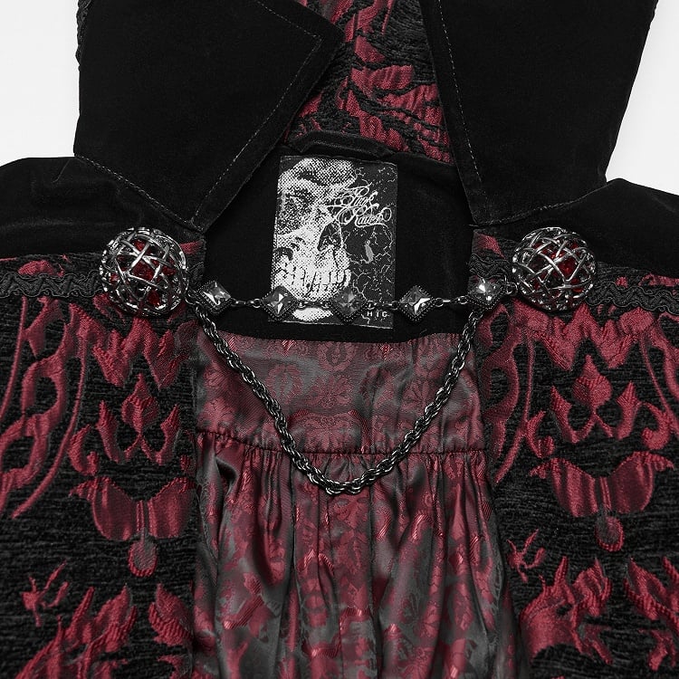Men's Gothic Vampire Velvet Cloak in Black & Red - Punk Rave