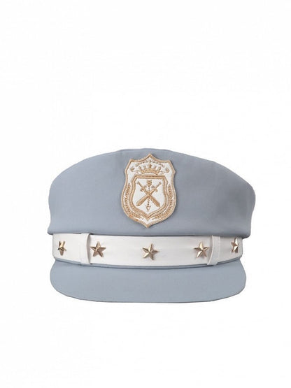 Military Lolita and Hat Badge with Embroidered Accents Gold Blue Star