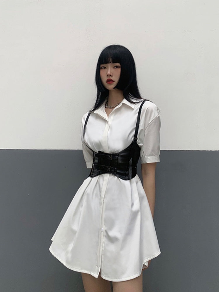 Black PU Buckle Corset Belt