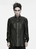 Snake Pattern Studded Black Men's Punk Shirt - Punk Rave