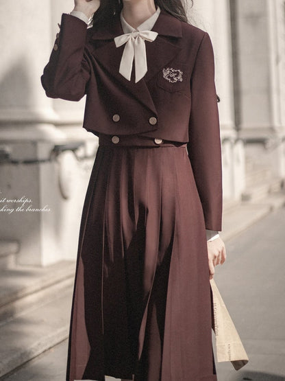 Embroidery JK Uniform Brown with Blazer Elegant Dove