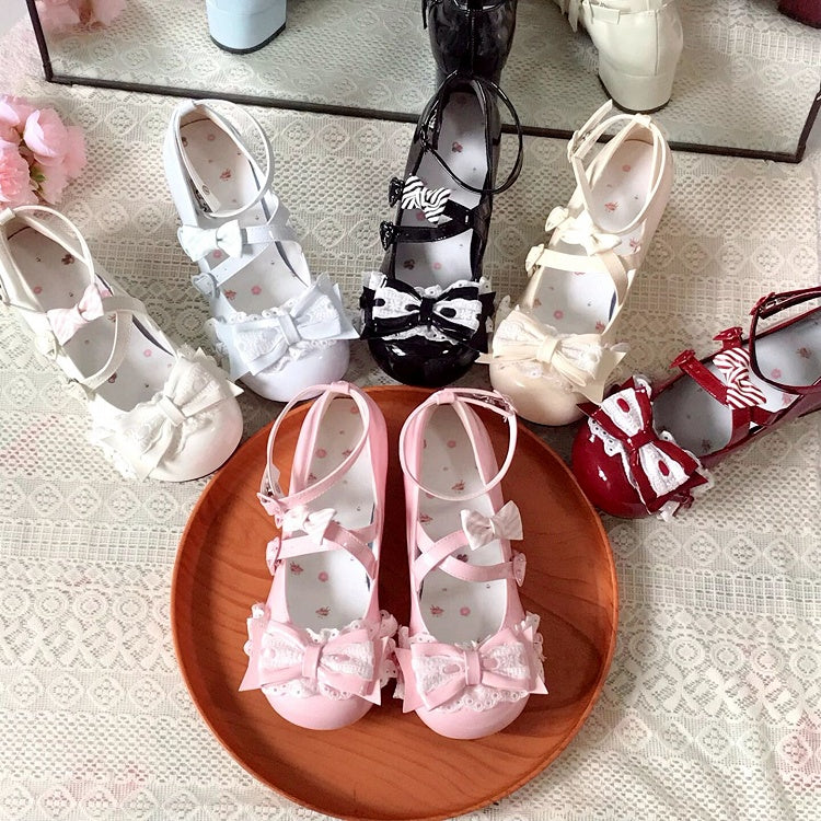 - Lace Mid-heel Design Sweet with Mary Yellow Janes Lolita Trim