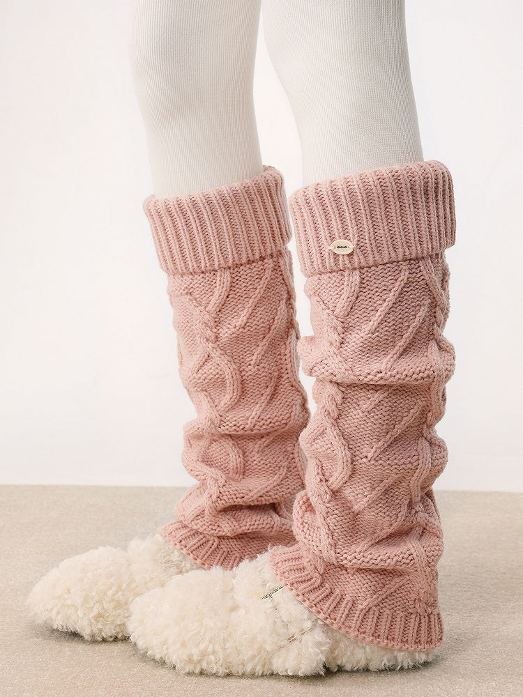 Knit 5 One-Side Cable Warmers Leg Accent Button Colors