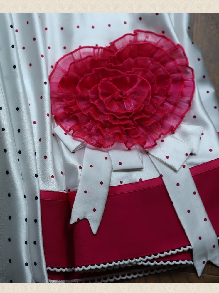 Retro Pink Blazer & Polka Dot Skirt Ensemble with Bow Accents and Detachable Collar - Charing Cross