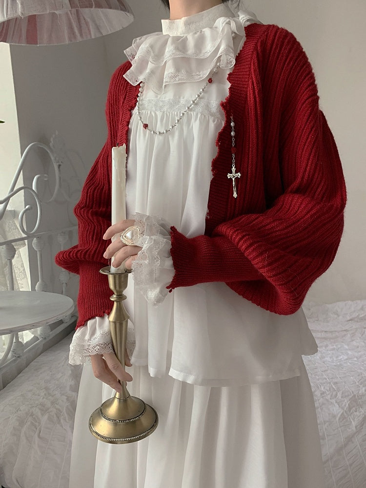 White Sleeves Blouse Ruff Puff Lolita Collar