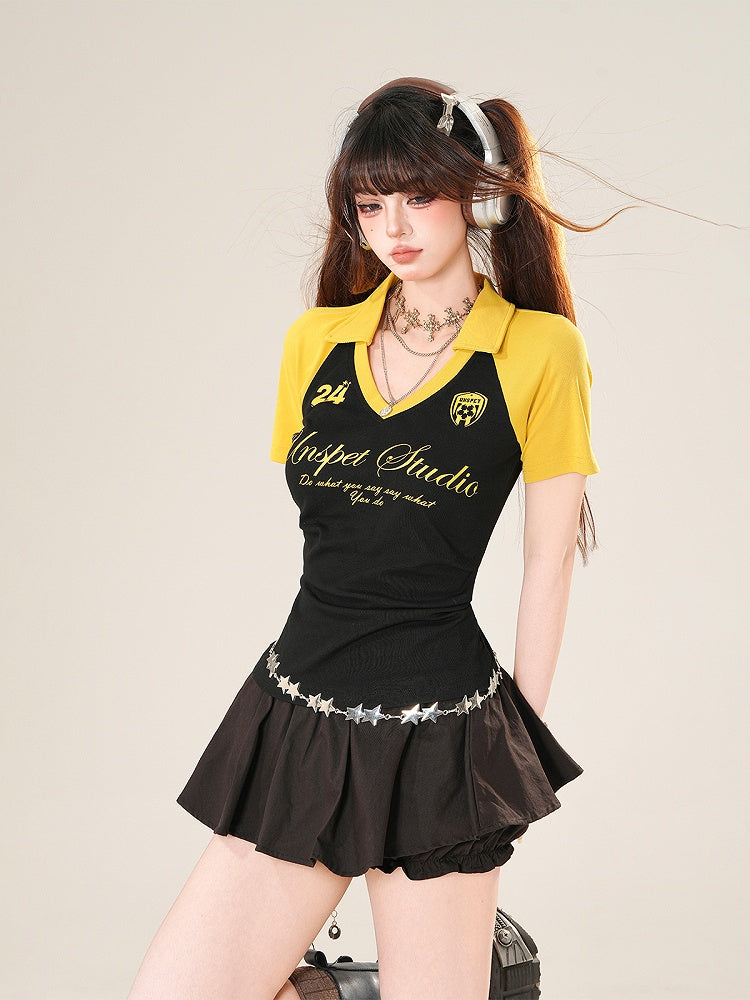 ブラック ゴムウエスト ミニバブルスカート