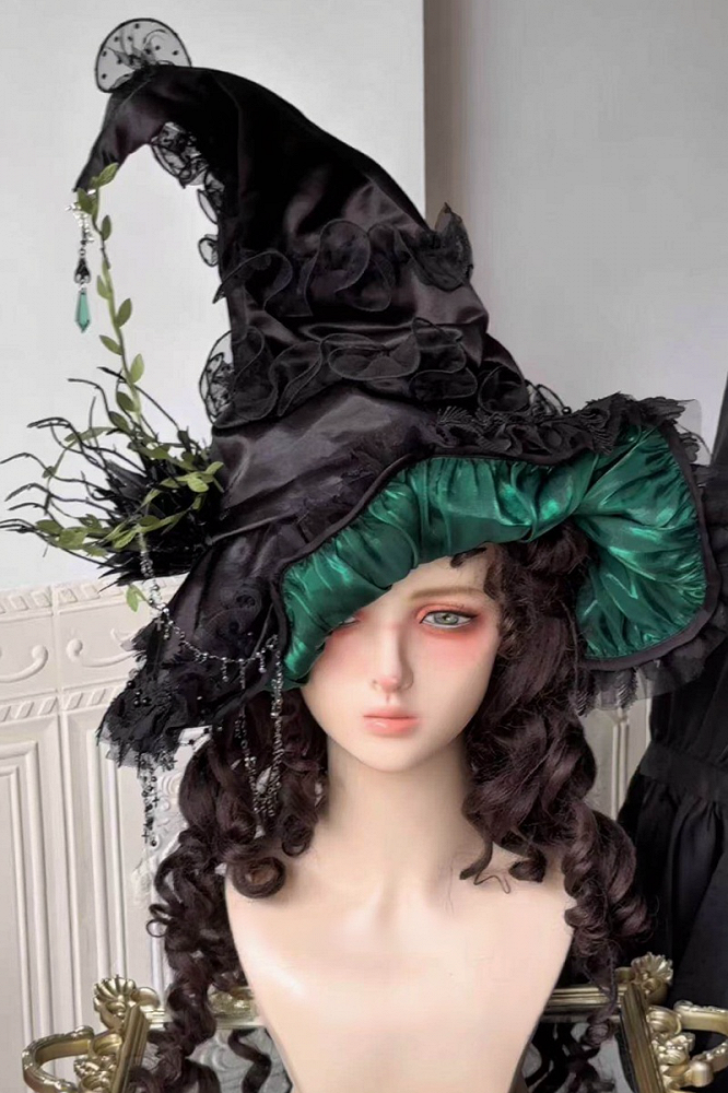 Green / Purple Gothic Lolita Witch Hat - Sweetheart Love Song