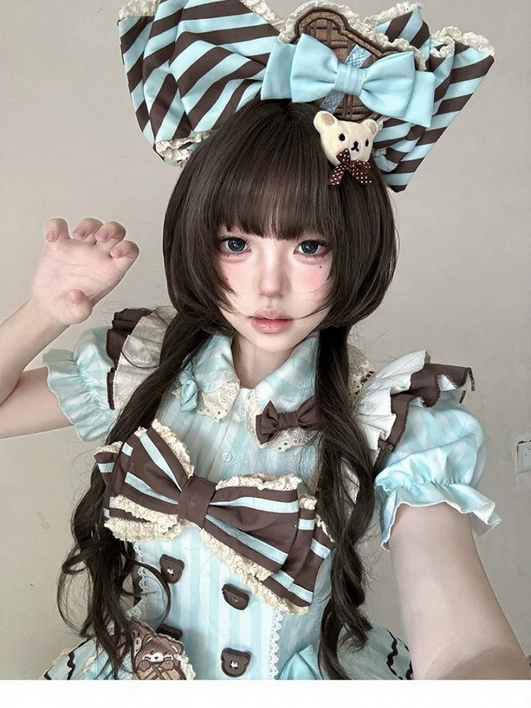 Double Roman Curly Wig with Air Bangs - Alice Garden