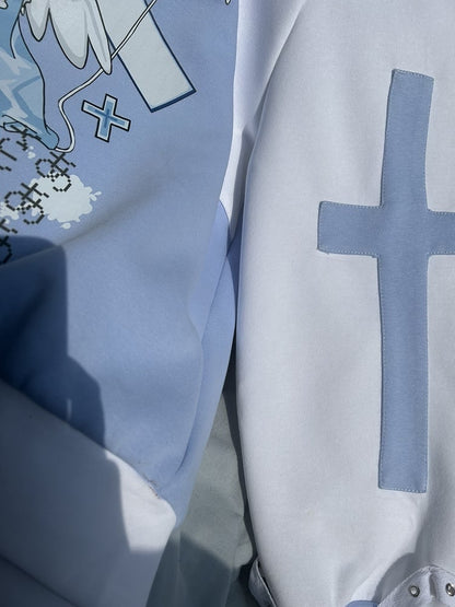 Yami Ear Light Kawaii Print Blue Hooded Tenshi Anime Jacket with Bunny