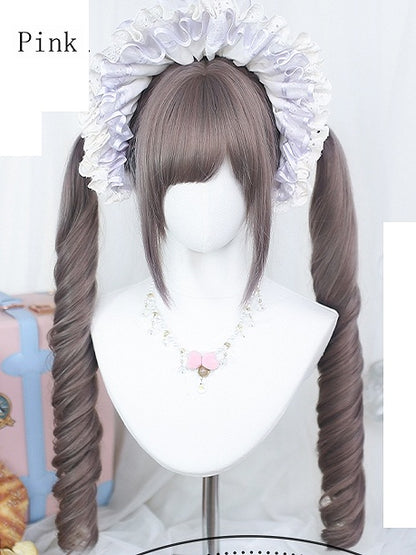 Brown/Grey/Blonde Two Brown/Light Wavy With Wigs Ponytails Long Pink/Black/Dark