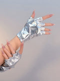Cyberpunk Futuristic Half-Finger Gloves in Two Tones - Mr. Cat