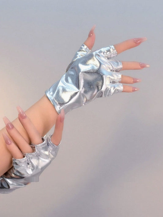 Cyberpunk Futuristic Half-Finger Gloves in Two Tones - Mr. Cat