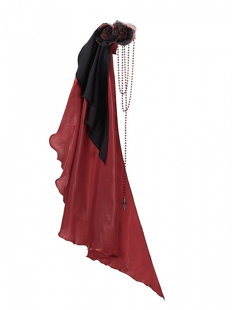 Ouji Lolita Gothic Shirt, Long Pants and Corset Set with Capelet in Black & Red - Unknown Star