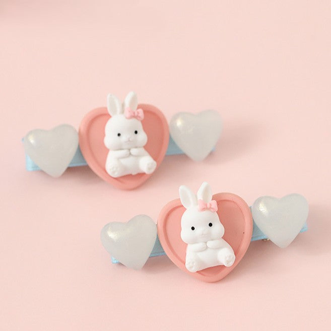 Sweet Blue/Pink Bunny Lolita Hairclip Heart
