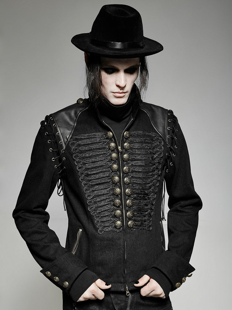 Black Men's Military Coat Vest