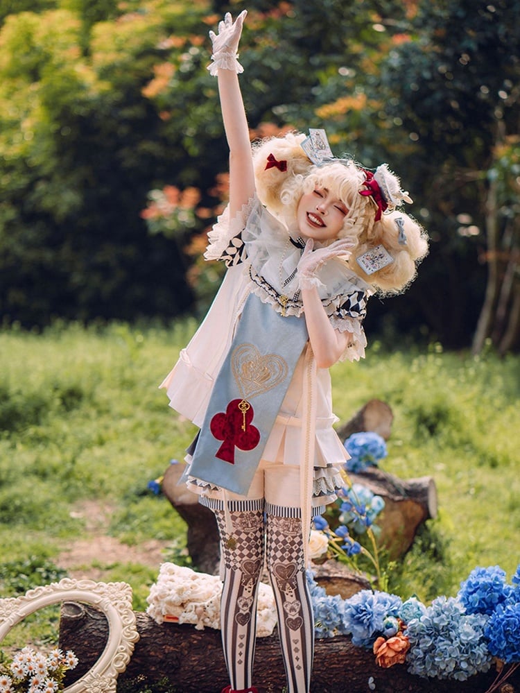 アリスバイブスポーカーバニーカラーテーマワンダーランドの特大カードデザインの耳が付いたブルーライト