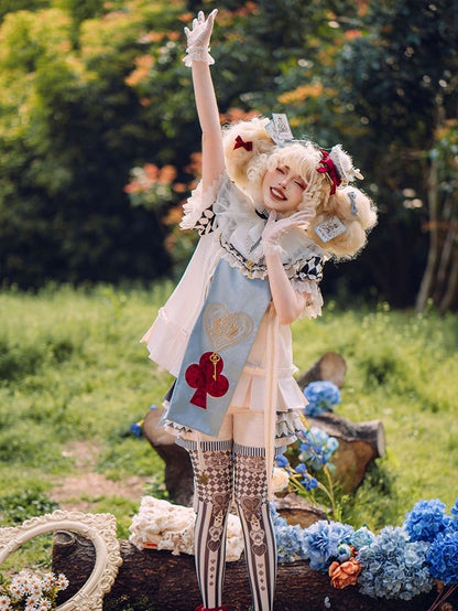 アリスバイブスポーカーバニーカラーテーマワンダーランドの特大カードデザインの耳が付いたブルーライト