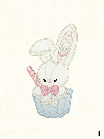 Kitty / Bear Embroidery Brooch Bunny