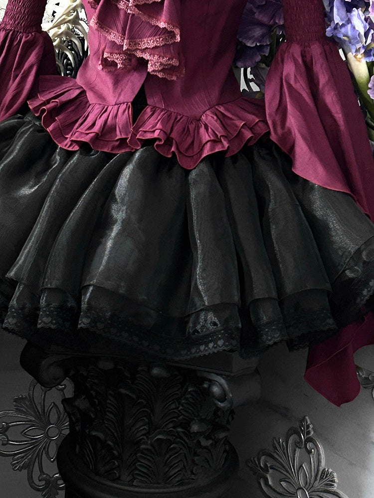 Schwarze Kuro Gothic Lolita Puffy Petticoat Pumphose
